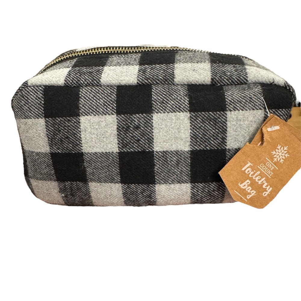 Checkered Black and Gray Toiletry Bag NWT
